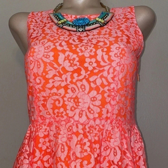 Madewell women’s  Dress 6 small Mini sleeveless Orange white Blossom Floral Lace - Picture 2 of 10